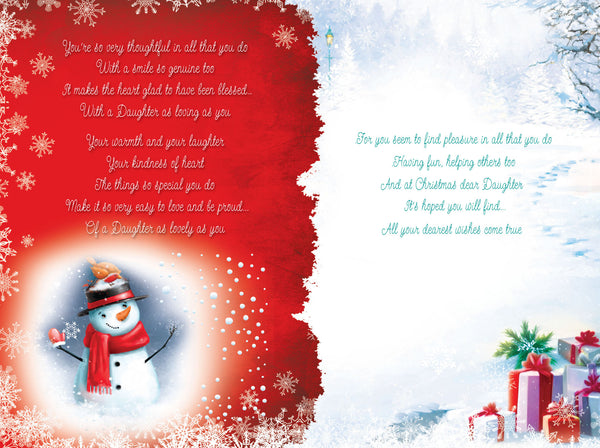 Daughter Christmas card - Sentimental verse