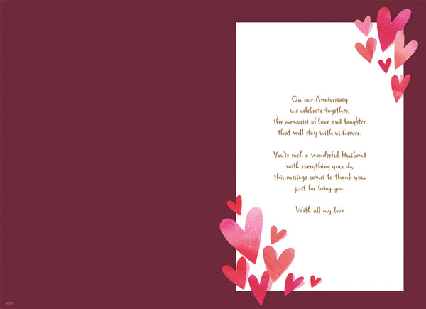 Husband wedding anniversary card - cute heart balloons