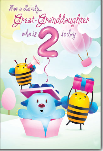 Great-Granddaughter 2nd birthday card - cute bees