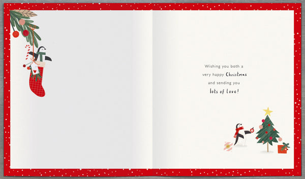 Grandma and Grandad Christmas card - Cute penguins