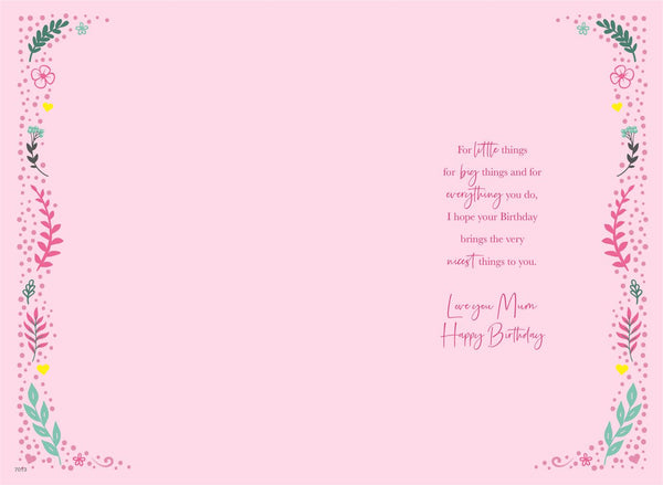 Mum birthday card - floral heart