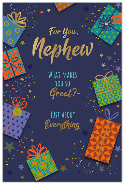 Nephew birthday card - modern gifts