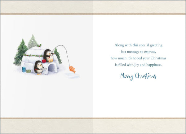 To all the family Christmas card - cute penguins