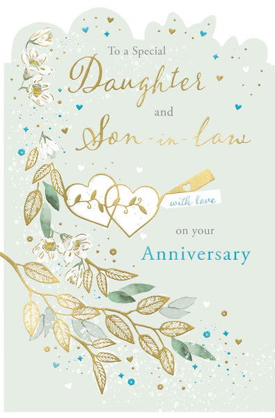 Daughter and son in law anniversary card - heart and flowers