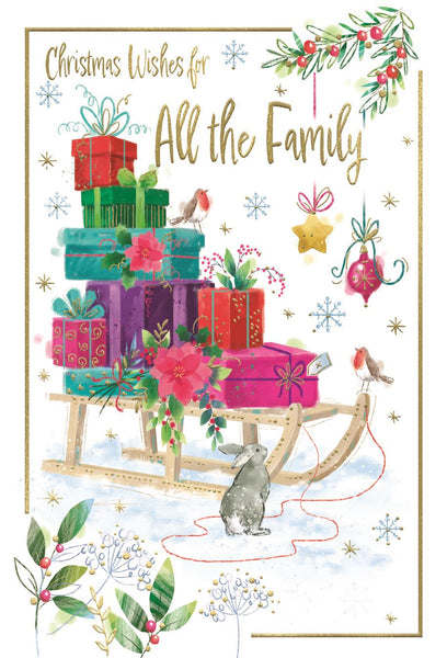 To All the family Christmas card - Christmas sleigh