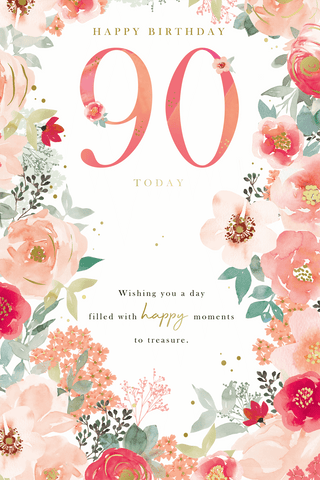 90th birthday card - pretty flowers