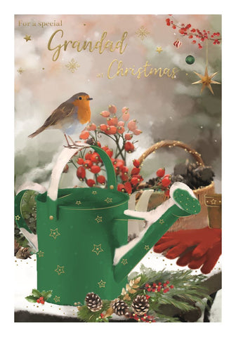 Grandad Christmas card - traditional Xmas robin