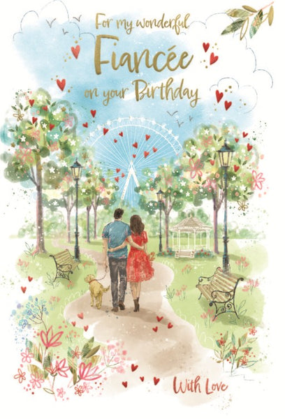 Fiancée birthday card - romantic walk