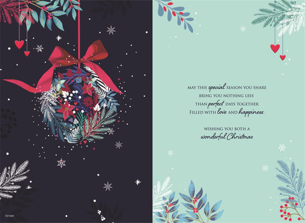 Daughter and Son-in-law cards - Xmas baubles and flowers