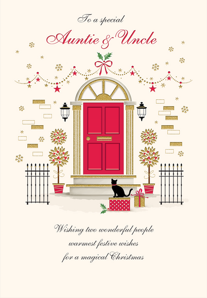 Auntie and Uncle Christmas card - Xmas door