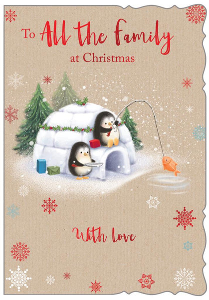 To all the family Christmas card - cute penguins