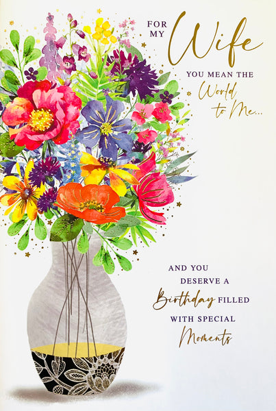 Wife birthday card - flowers