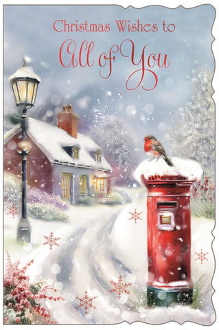 To All of you Christmas card - classic post box and robin