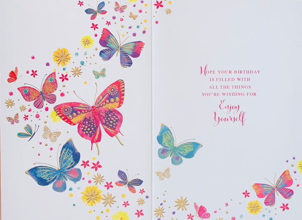 Birthday card for her butterflies and flowers
