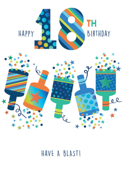18th birthday card - party poppers