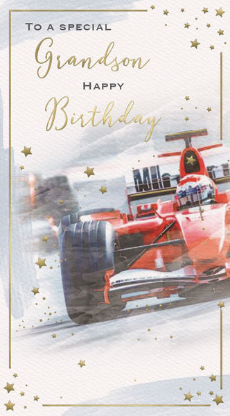 Grandson birthday card - racing car