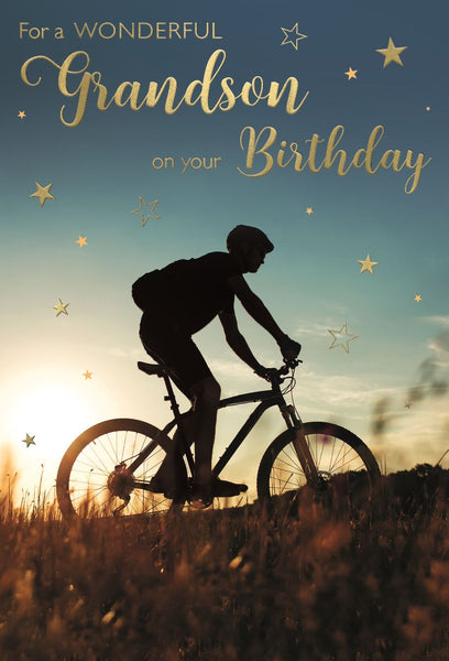 Grandson birthday card - mountain bike