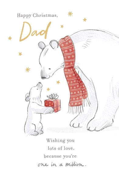 Dad Christmas card - cute polar bear