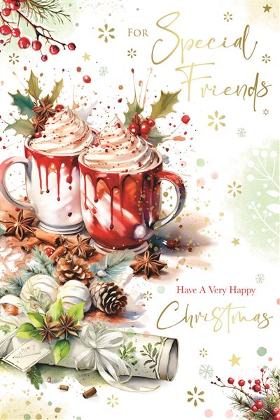 Special Friends Christmas card- festive hot chocolate