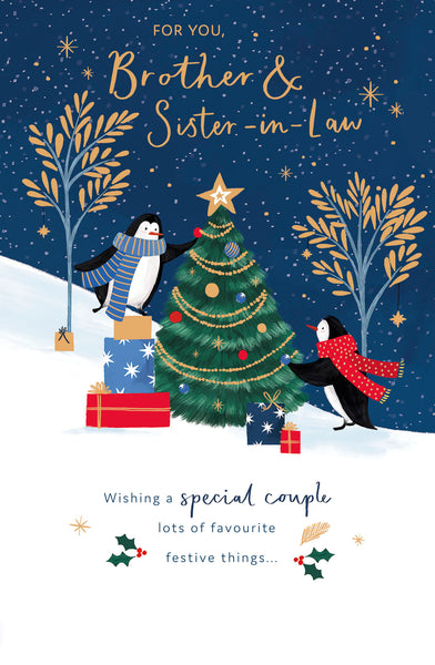 Brother and Sister in law Christmas card - cute penguins