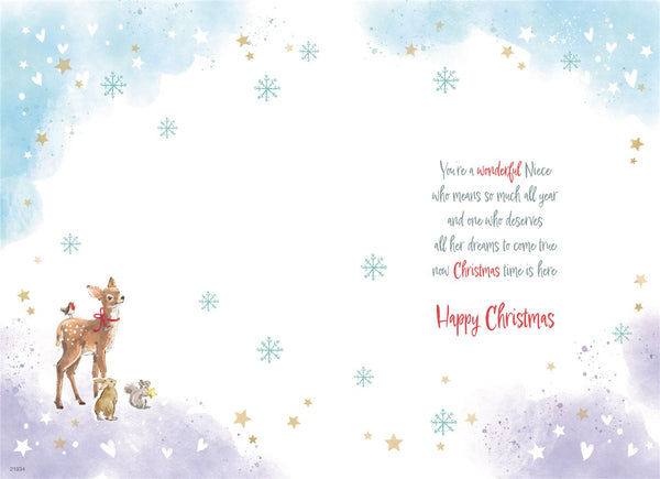 Niece Christmas card- beautiful snow globe