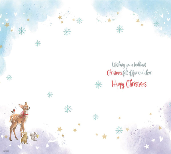 Cousin Christmas card - snow globe