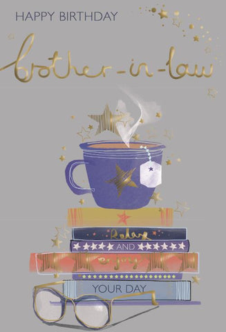Brother in law birthday card - coffee and books