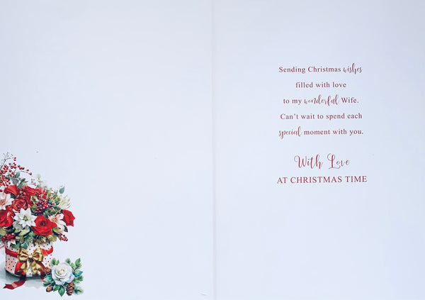 Wife Christmas card- festive flowers