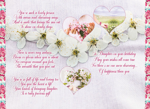 Daughter birthday card - sentimental verse
