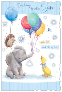 Son birthday card - cute elephant