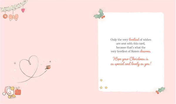 Sister Christmas card- cute winter bear