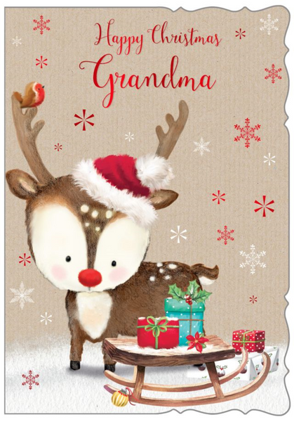 Grandma Christmas card - cute Xmas reindeer