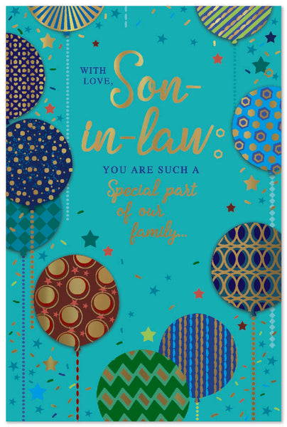 Son-in-law birthday card - modern balloons