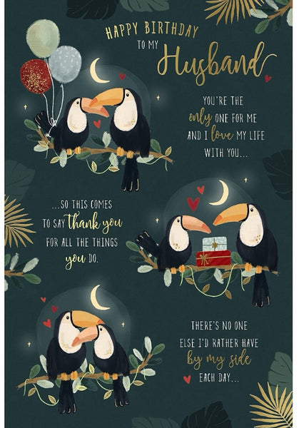 Husband birthday card - loving tucans