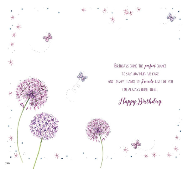 Friend birthday card - flowers and butterflies