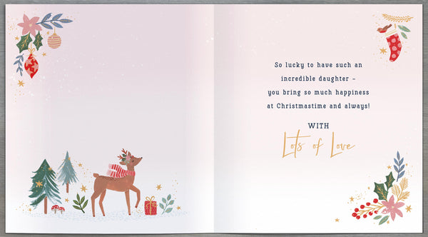 Daughter Christmas card - festive reindeer