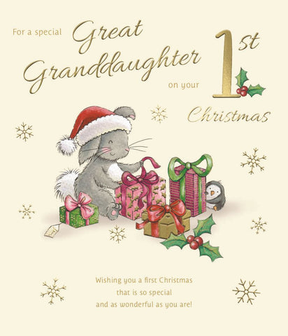Great-Granddaughter 1st Christmas card - cute bear