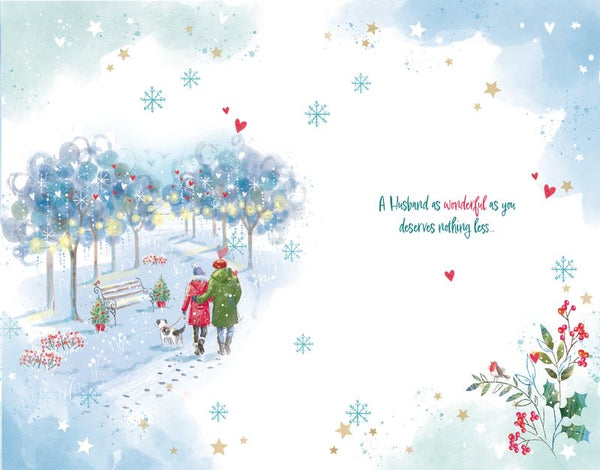 Husband Christmas card - Romantic snow walk