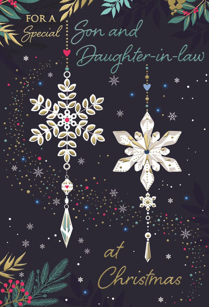 Son and Daughter in law Christmas card- snowflakes
