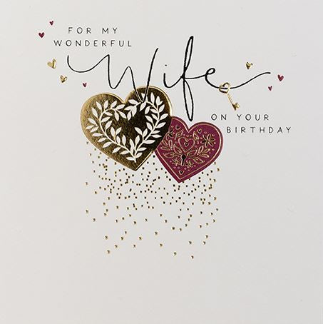 Wife birthday card - modern hearts