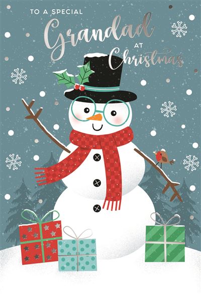 Grandad Christmas card - cute snowman
