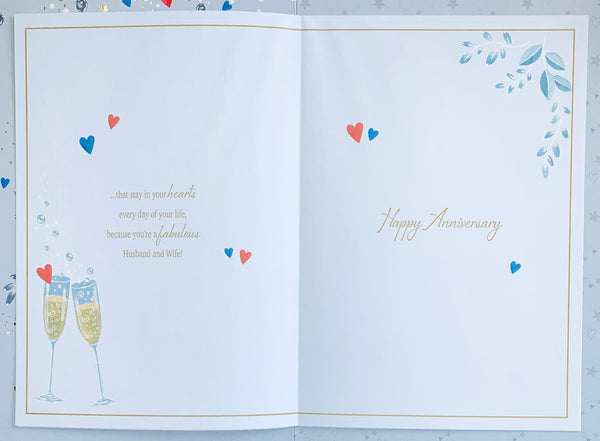 Son and Daughter in law anniversary card - anniversary toast- large card