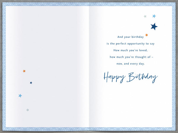 Grandson birthday card - cake and balloons