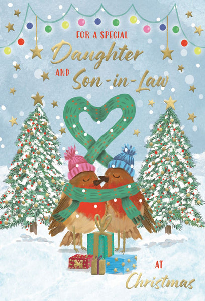 Daughter and Son-in-law Christmas card - cute robins