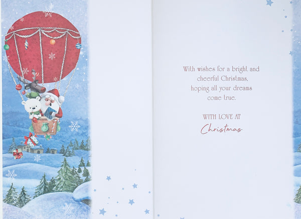 Great Grandson Christmas card - Santa balloon