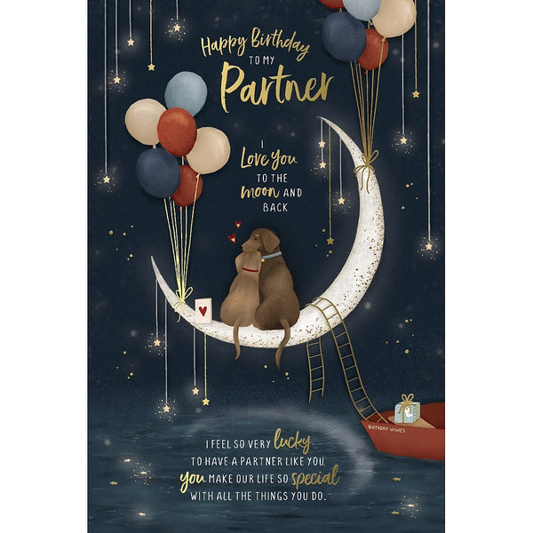 Wishing Well Partner Birthday Card | Loving Dog Couple | Golden Foil