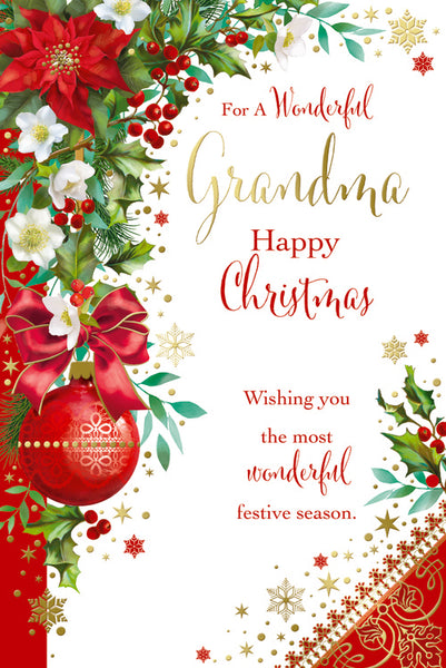 Grandma Christmas card - festive flowers