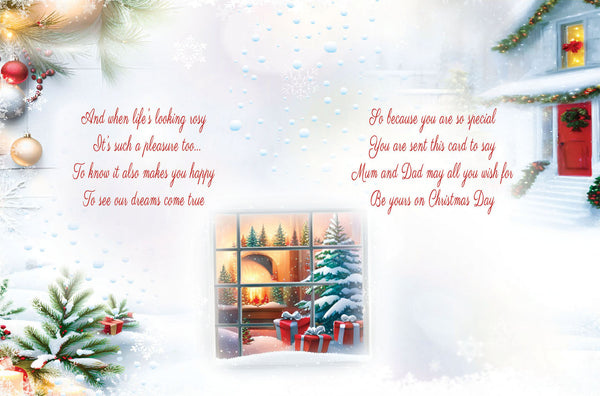 Mum and Dad Christmas card - sentimental verse