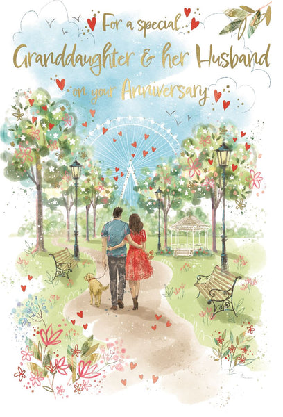 Granddaughter and Husband anniversary card - romantic walk
