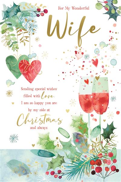 Wife Christmas card- festive celebrations